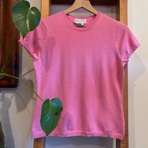 Vintage Saks Fifth Avenue SZ M Bubble Gum Pink 100% Cashmere T Shirt Sweater!